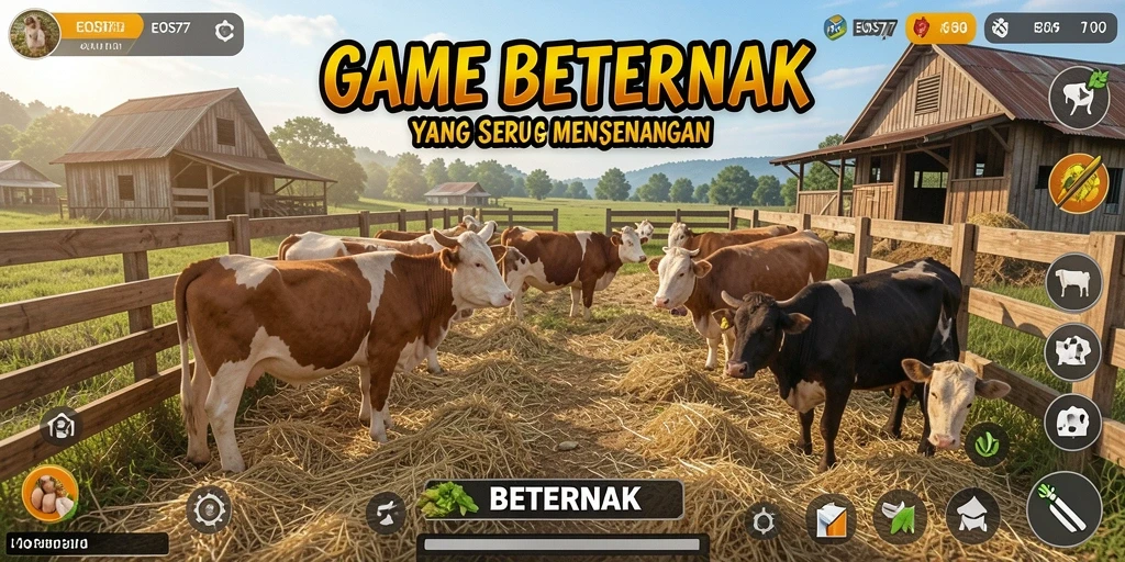 Tampilan antarmuka menarik dari game Beternak EOS77